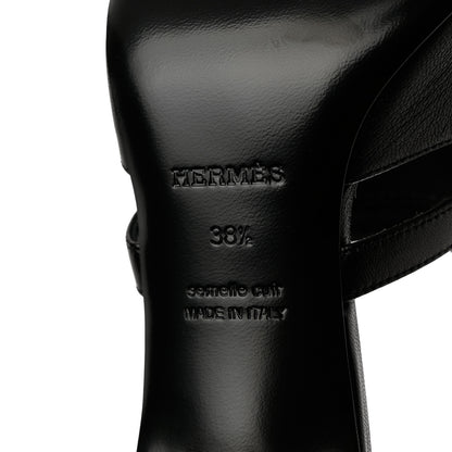 Hermes Goatskin Cute Sandals 38.5 Black 8 of 9