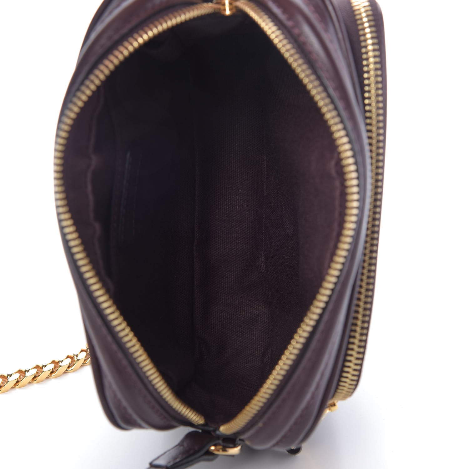 Burberry Calfskin Embossed Monogram Camera Chain Bag Dark Burgundy 5 of 9