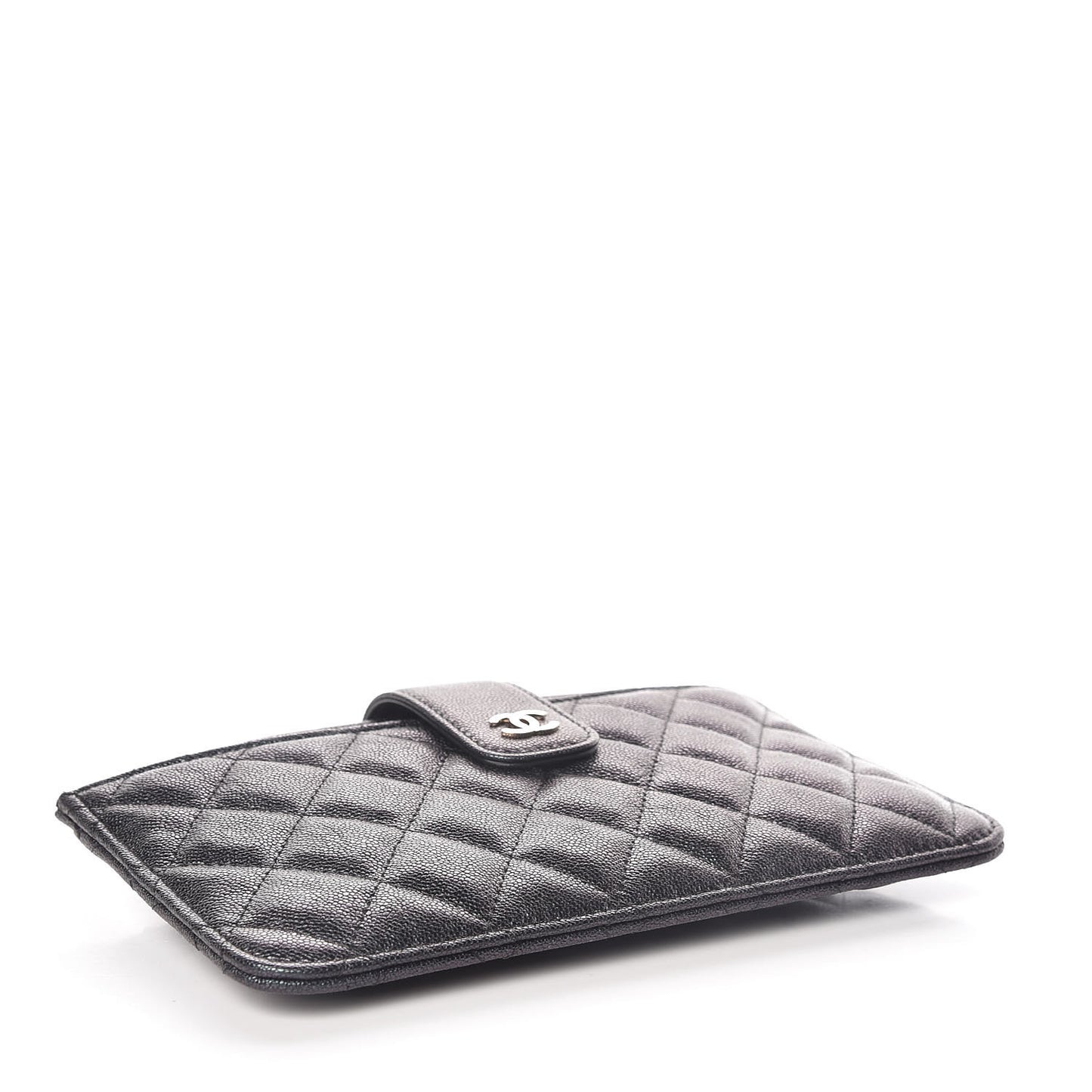 Iridescent Caviar Quilted Classic Strap Pouch Black