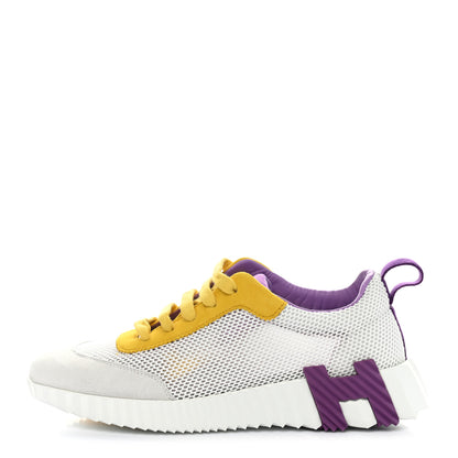 Hermes Air Mesh Suede Goatskin Bouncing Sneakers 36.5 White Multicolor 1 of 10