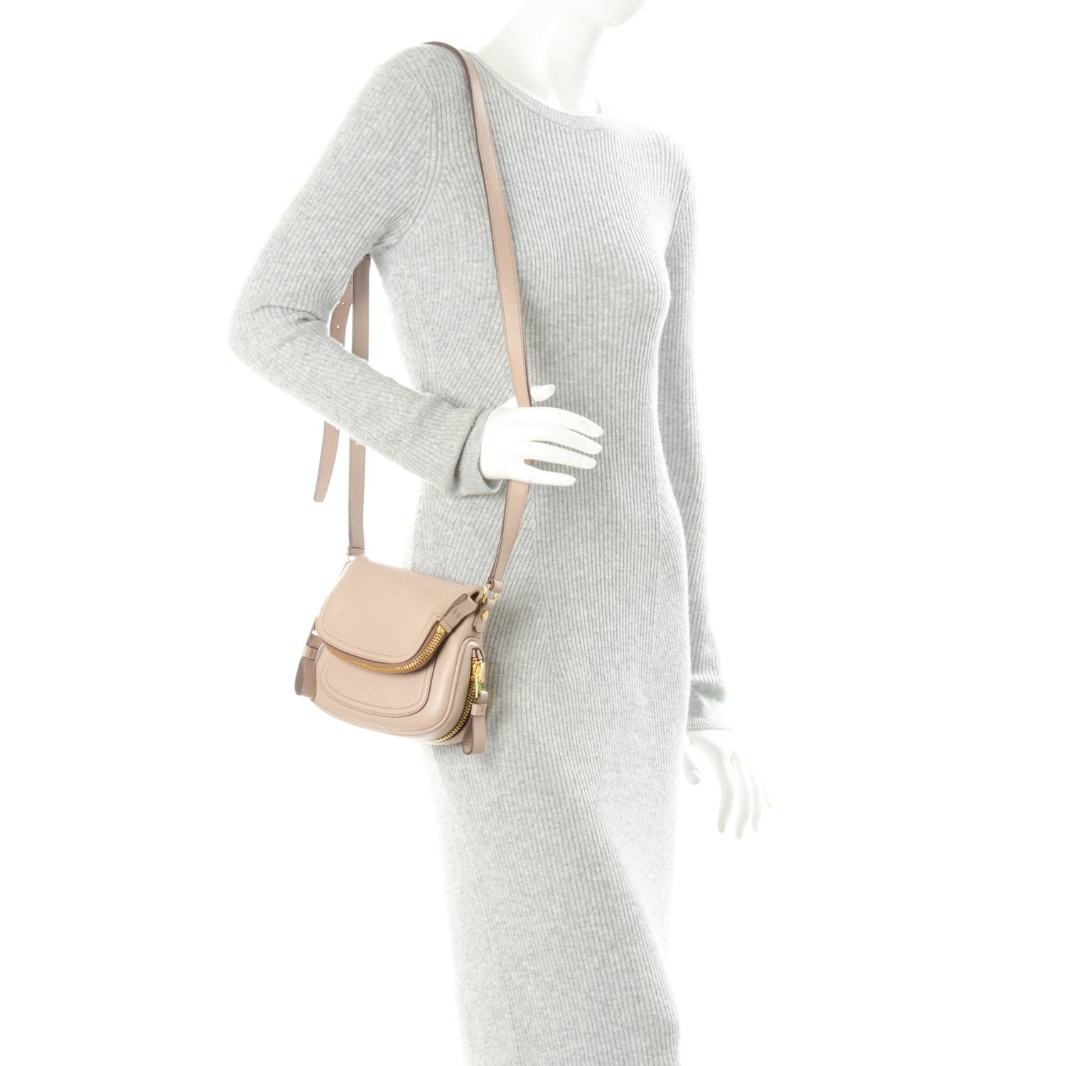 Tom Ford Pebbled Calfskin Jennifer Mini Crossbody Bag Blush Nude 2 of 6