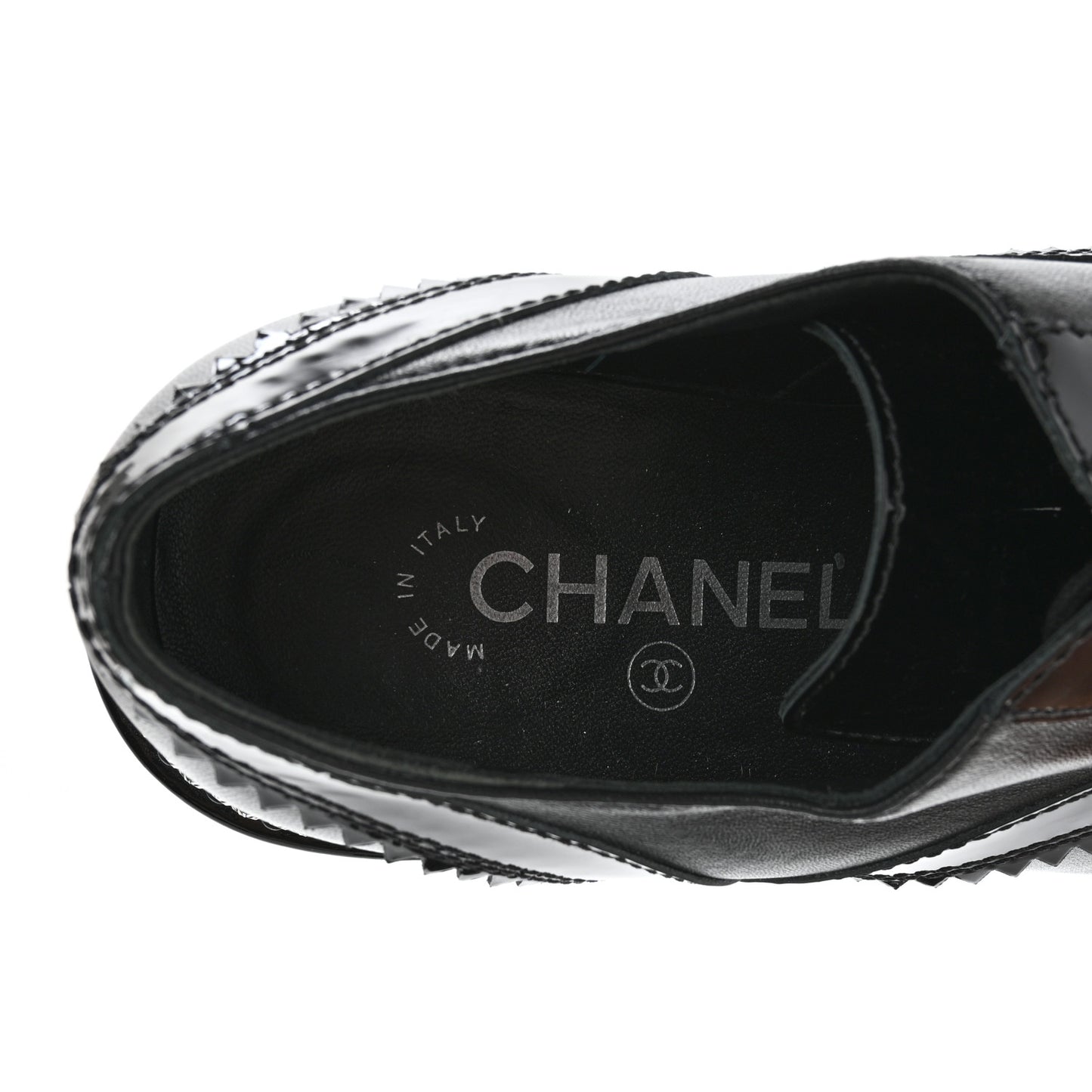 Lambskin Patent Calfskin CC Brogue Lace Up Oxfords 37 Black
