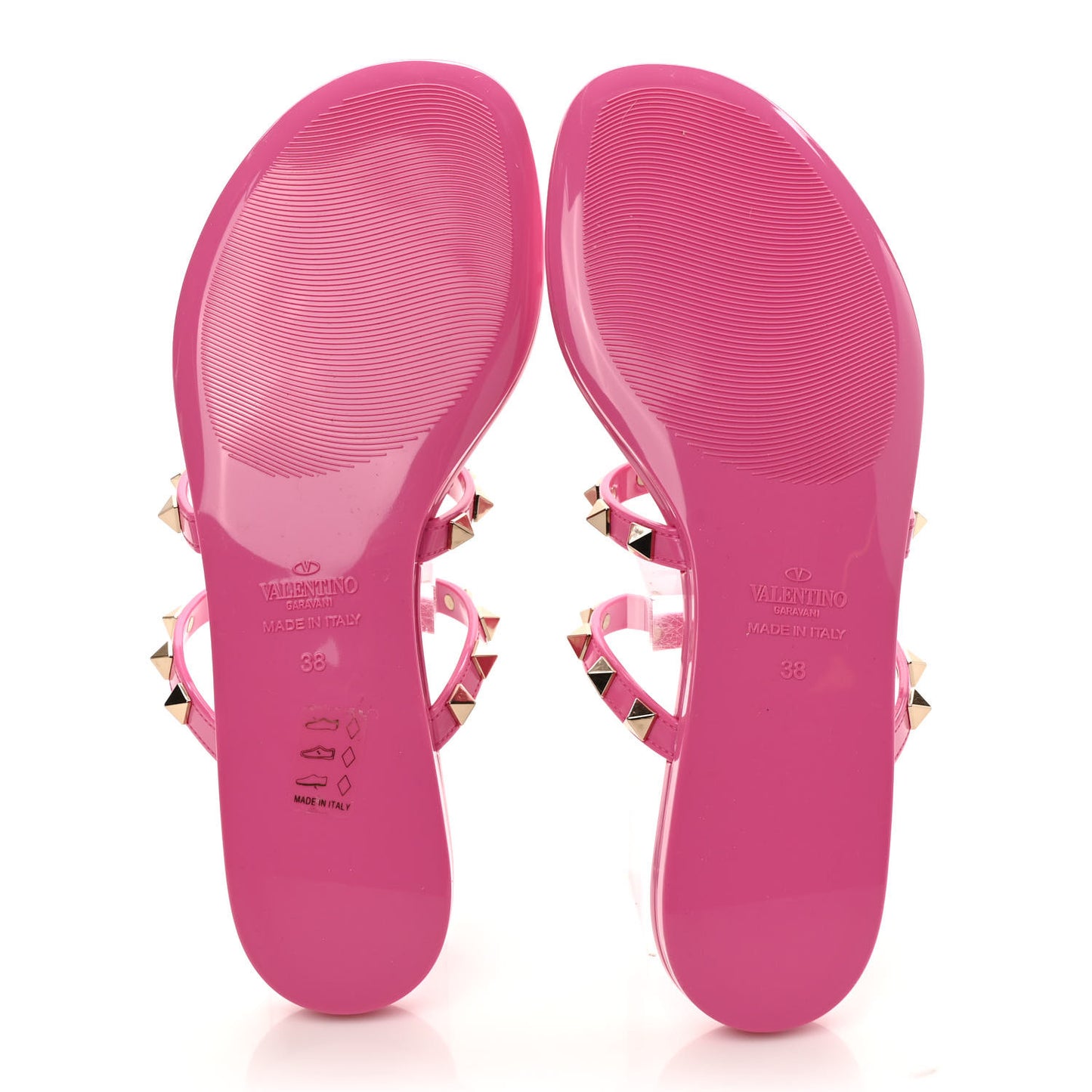 PVC Jelly Rockstud Caged Flat Thong Sandals 38 Dawn Pink