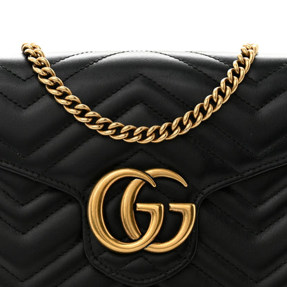 Gucci Calfskin Matelasse GG Marmont Chain Wallet Black 8 of 13