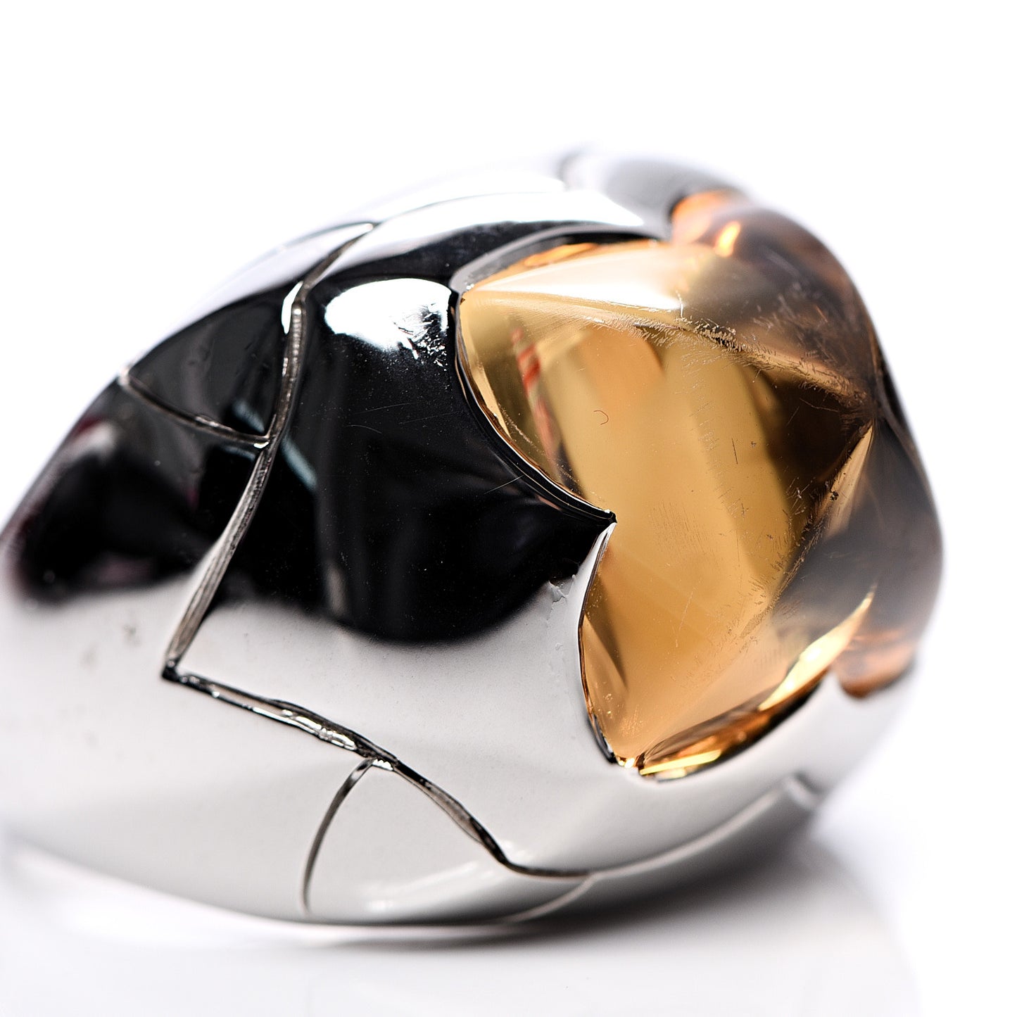 18K White Gold Citrine Ring 53 6.25