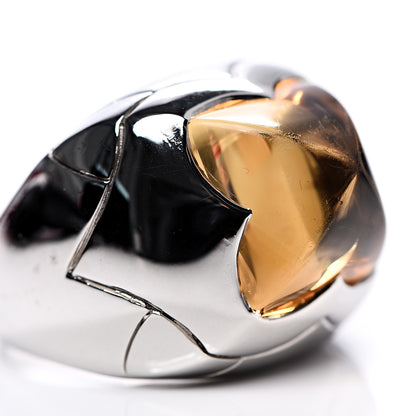 Bulgari 18K White Gold Citrine Ring 53 6.25 8 of 8