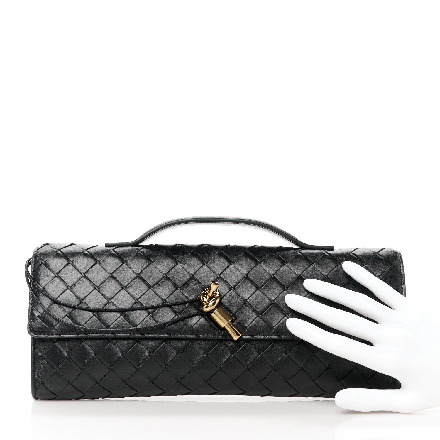 Bottega Veneta Nappa Intrecciato Long Andiamo Top Handle Clutch Black 2 of 10