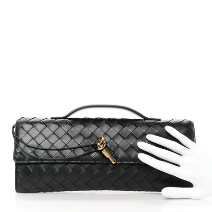 Bottega Veneta Nappa Intrecciato Long Andiamo Top Handle Clutch Black 2 of 10