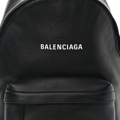 Balenciaga Smooth Calfskin Logo Small Everyday Backpack Black White 8 of 10