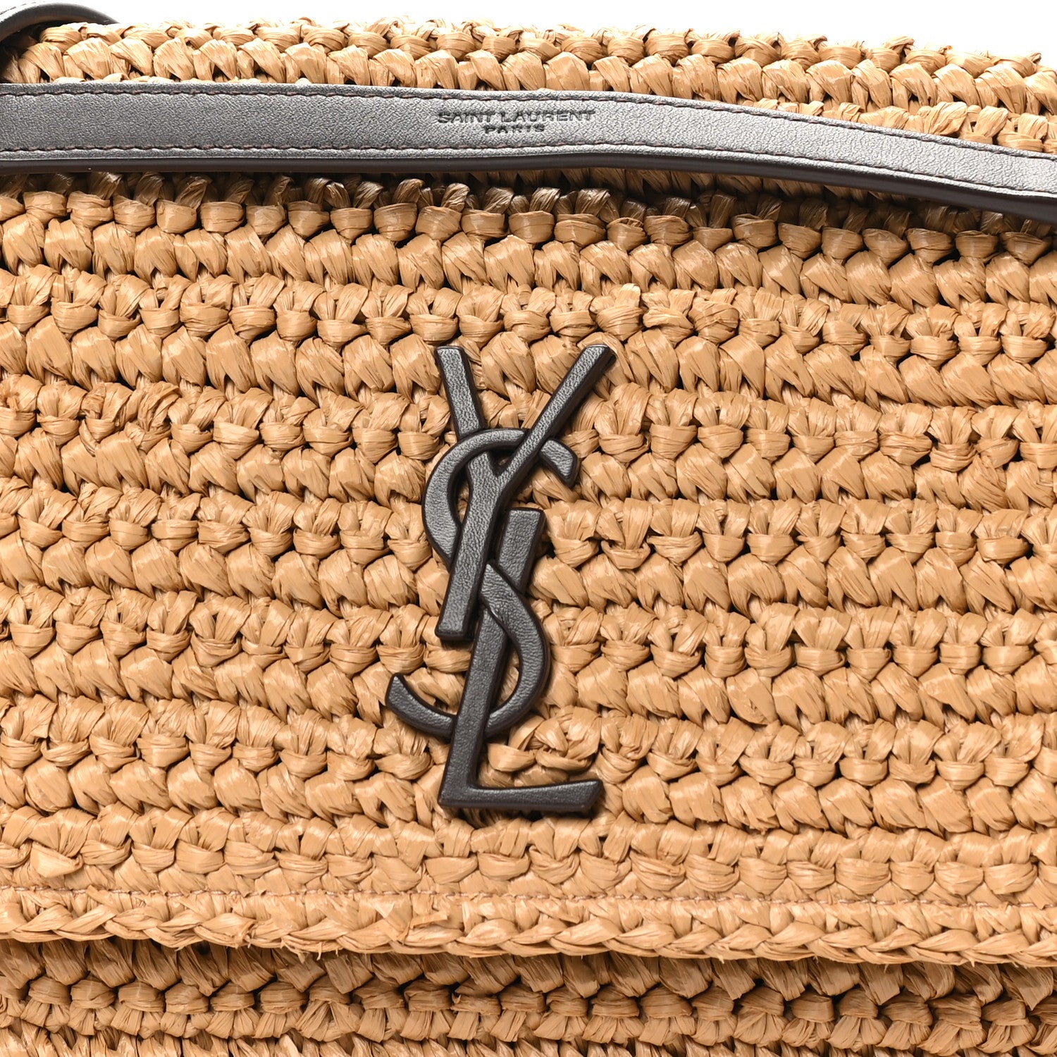 Saint Laurent Raffia Calfskin Monogram Medium Niki Chain Satchel Natural 8 of 11