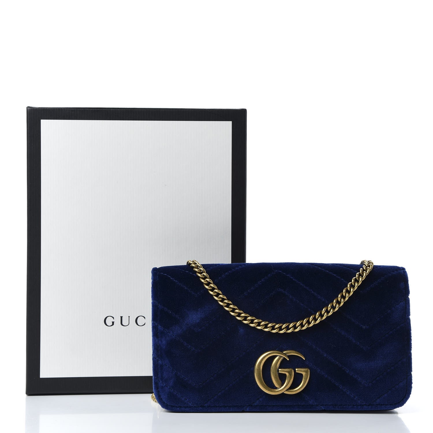 Gucci Velvet Matelasse GG Marmont Mini Bag Cobalt Blue 10 of 10
