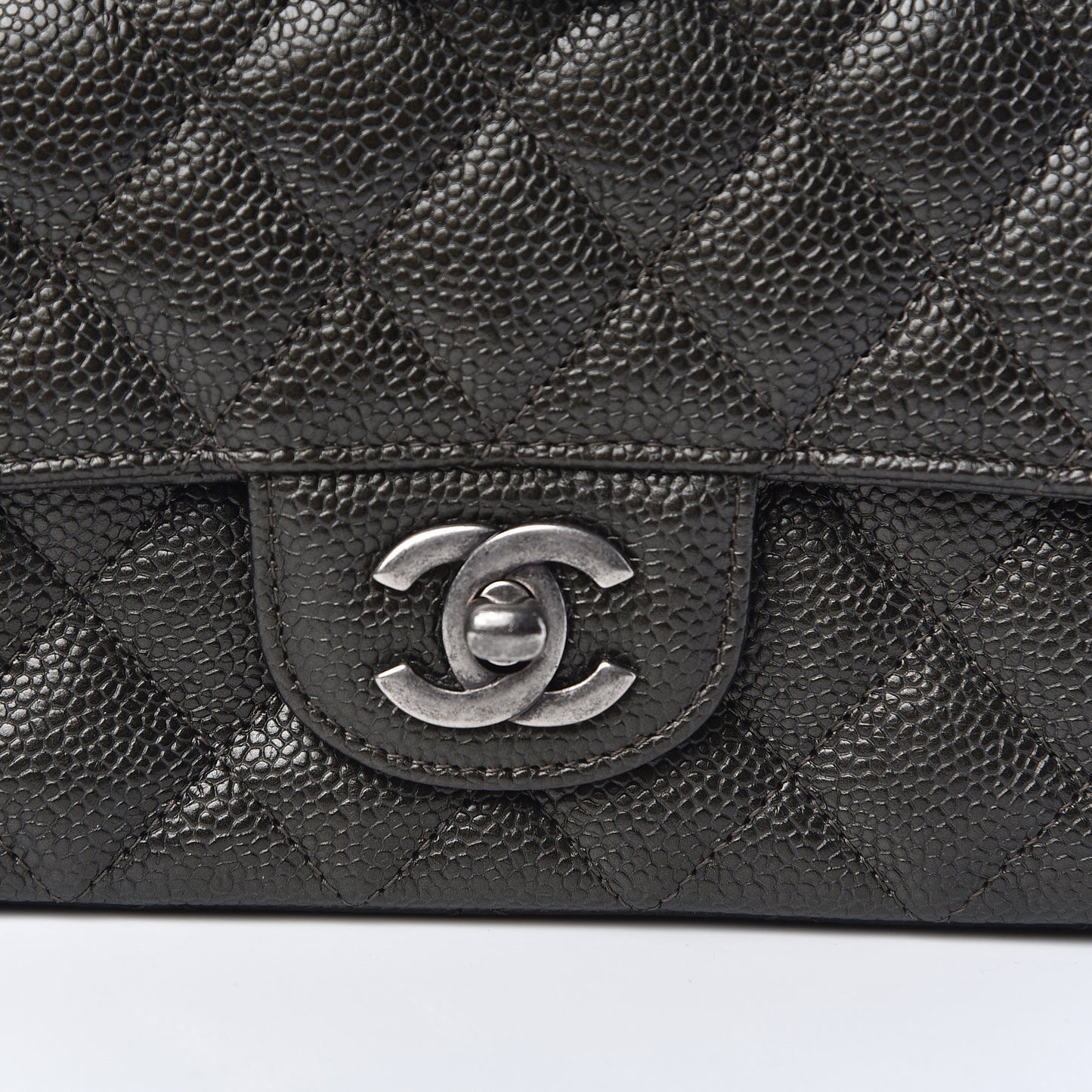 Caviar Quilted Mini Rectangular Flap Charcoal