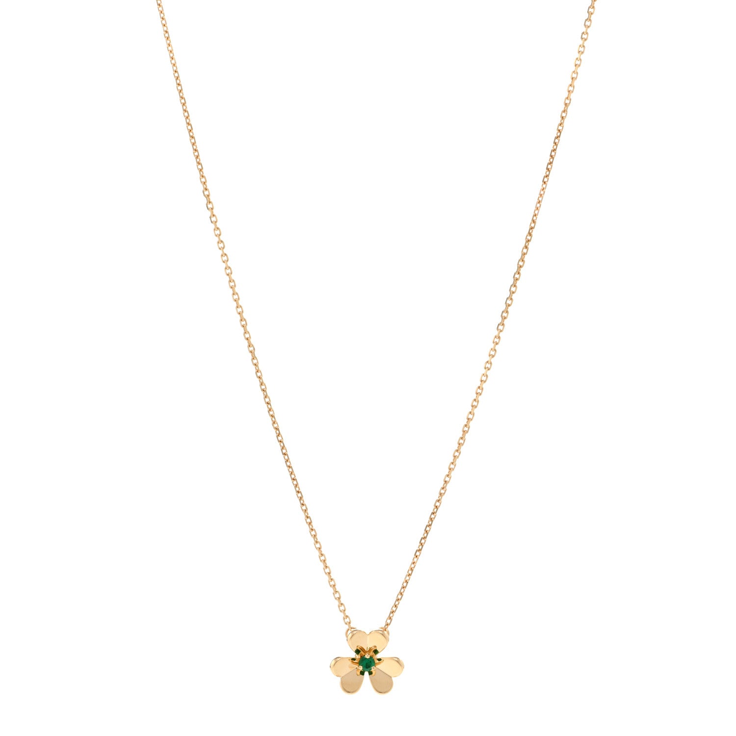 Van Cleef & Arpels 18K Yellow Gold Emerald Mini Frivole Pendant Necklace 1 of 6