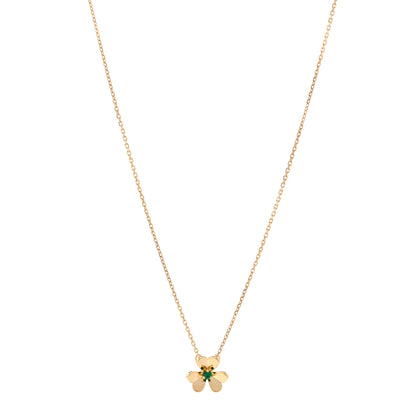 Van Cleef & Arpels 18K Yellow Gold Emerald Mini Frivole Pendant Necklace 1 of 6