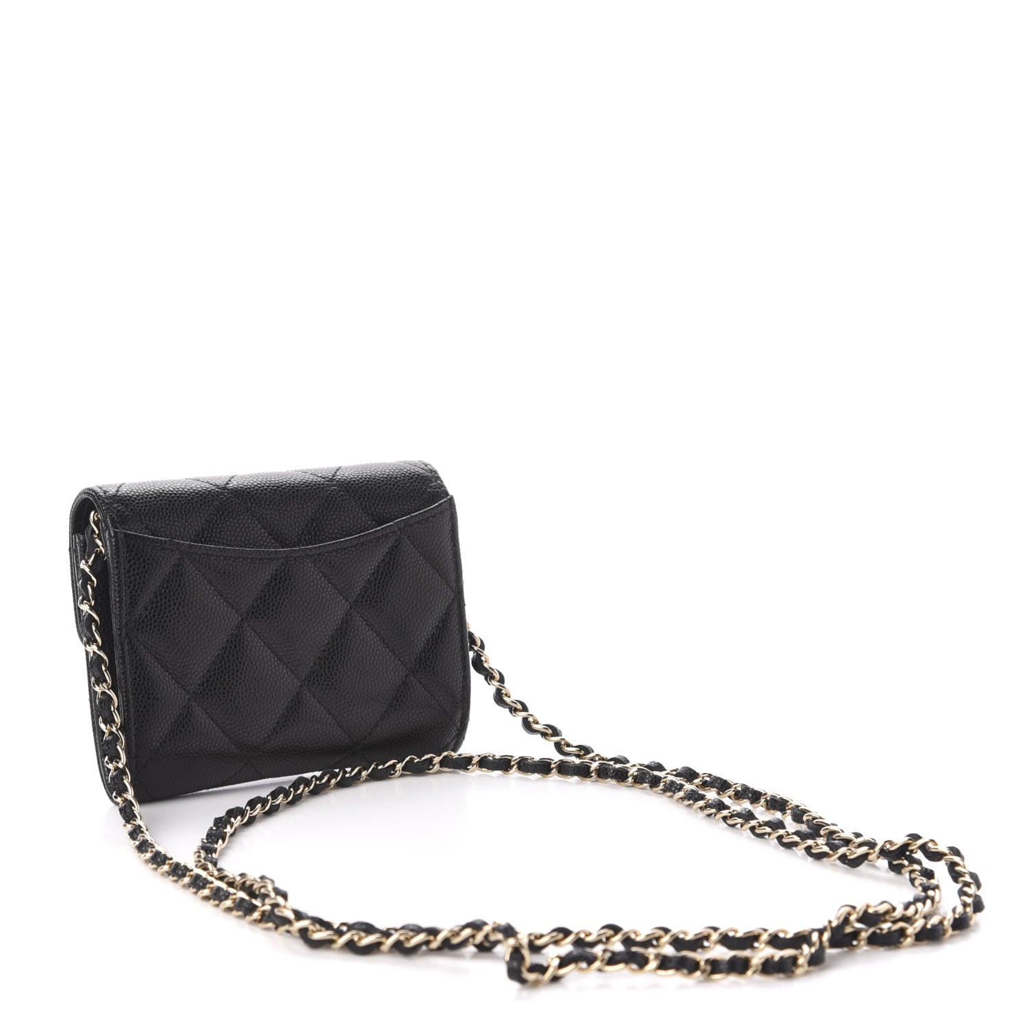 Chanel Caviar Quilted Flap Card Holder On Chain Black 3 of 12