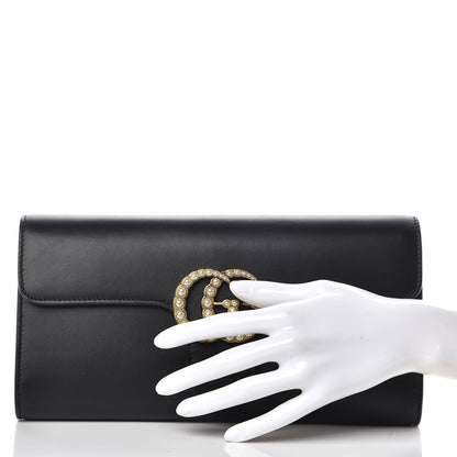 Gucci Calfskin Pearly GG Marmont Clutch Black 2 of 9