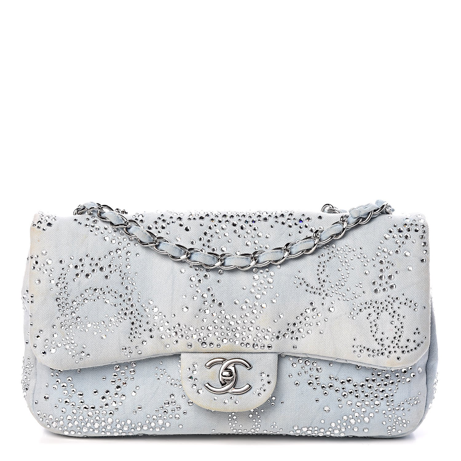 Chanel Denim Quilted Swarovski Crystal Flap Blue 1 of 22