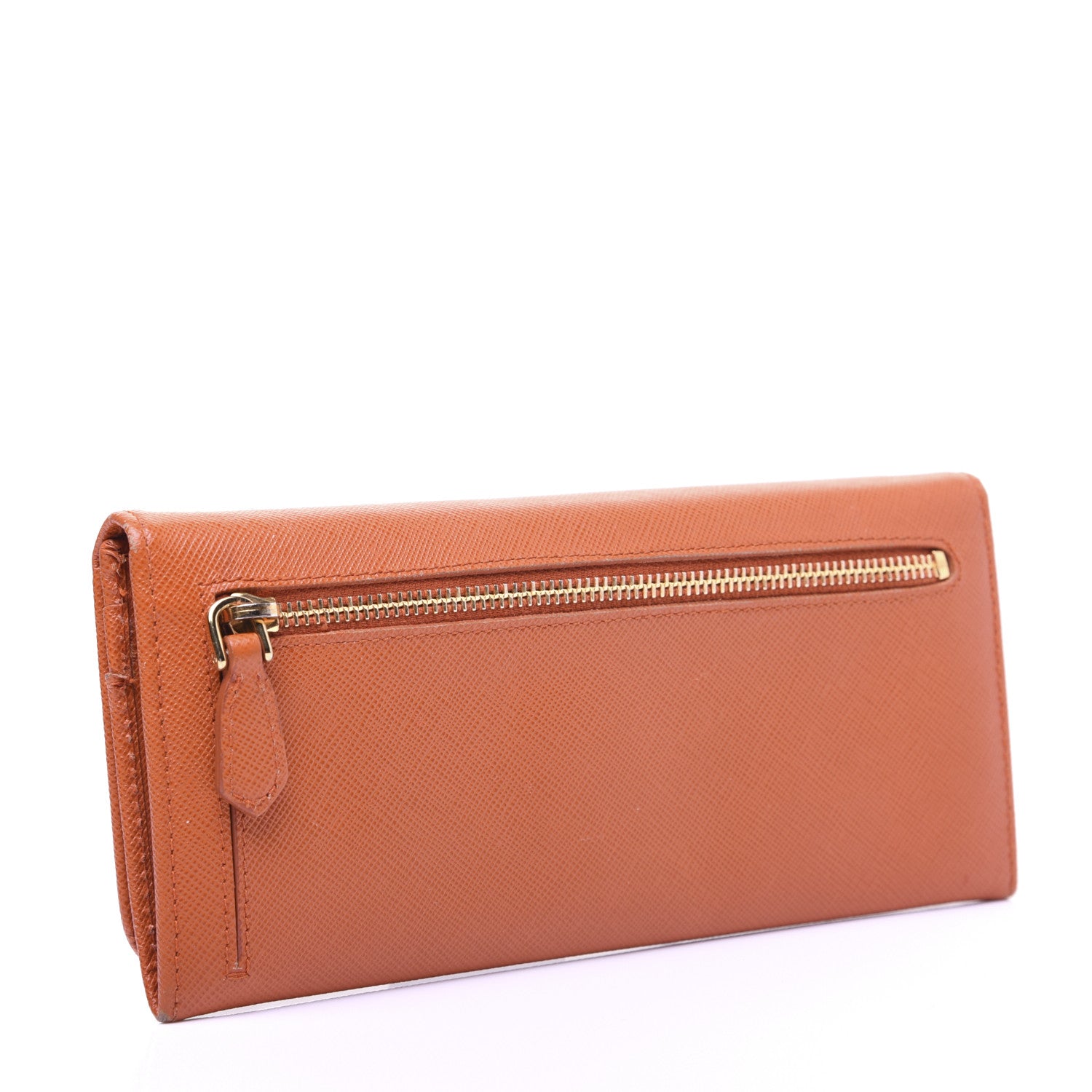 Prada Saffiano Triangle Continental Flap Wallet Papaya 3 of 13