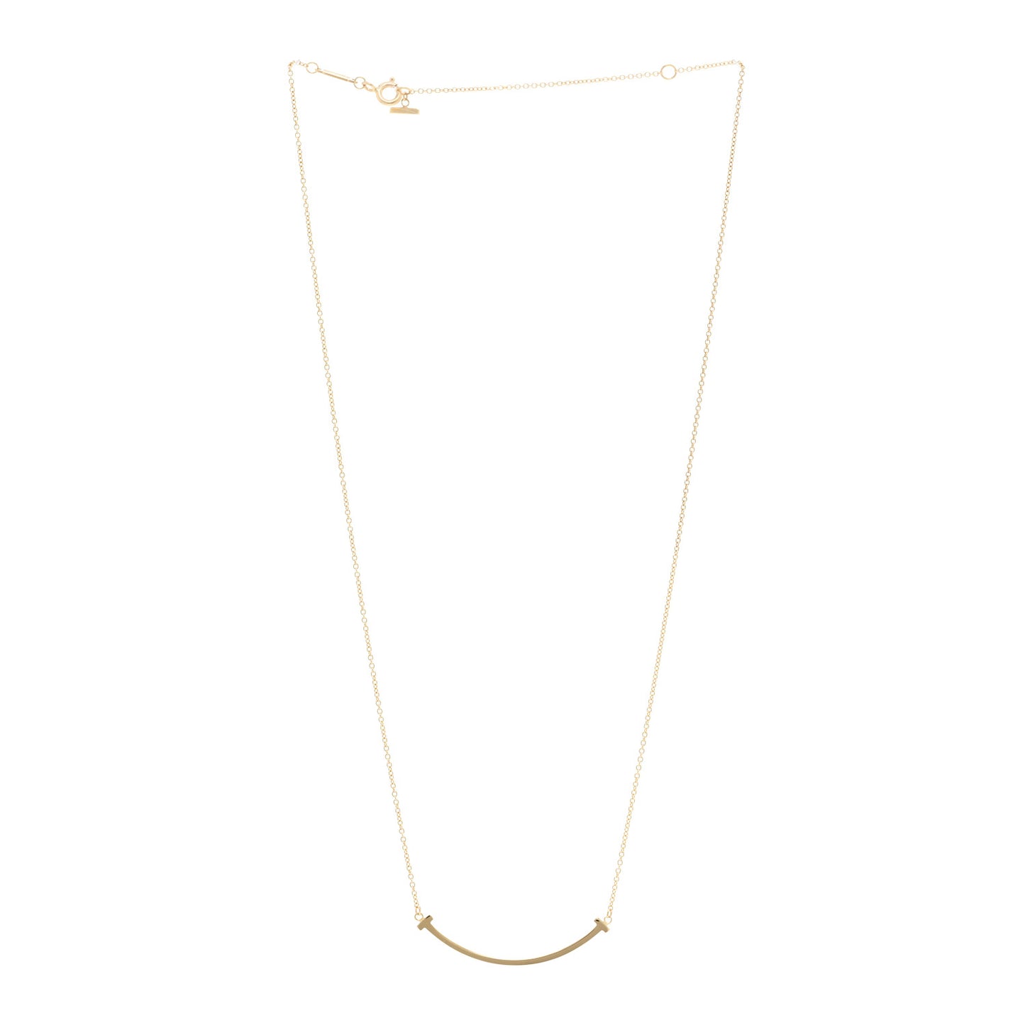 18K Yellow Gold Small T Smile Pendant Necklace