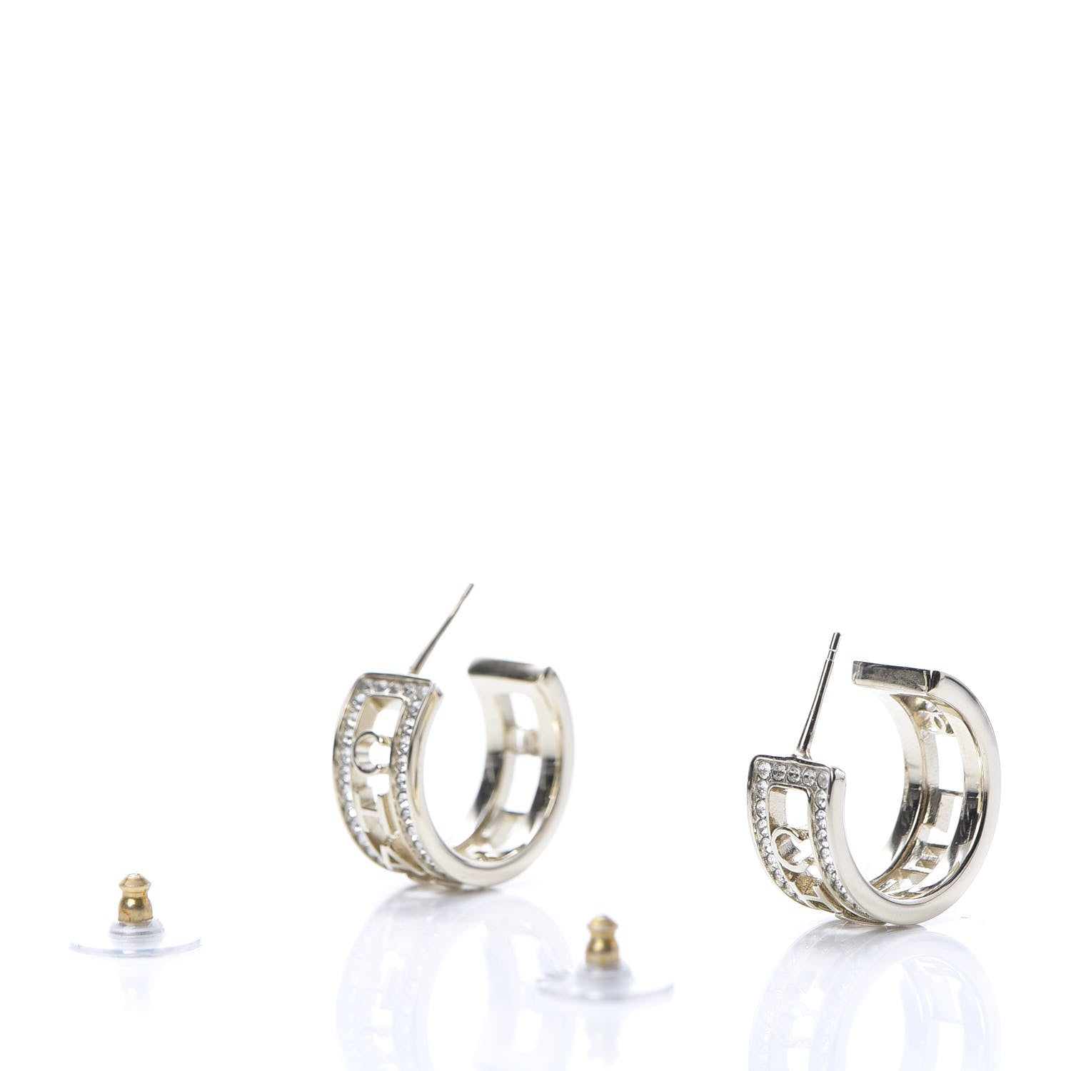 Chanel Metal Crystal Bow-tiful CC Hoop Earrings Gold 3 of 5