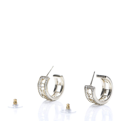 Chanel Metal Crystal Bow-tiful CC Hoop Earrings Gold 3 of 5