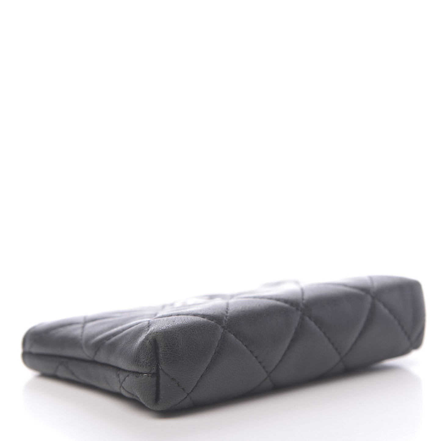 Lambskin Quilted Key Holder Case Black