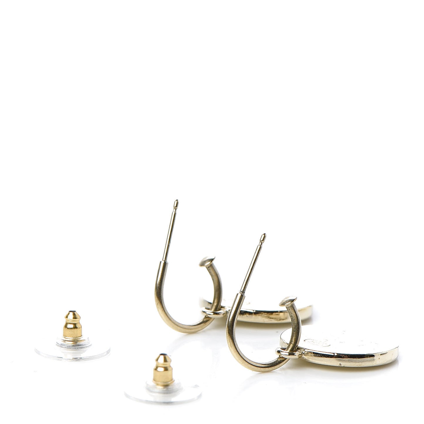 Enamel CC Drop Earrings White