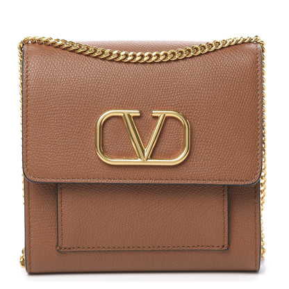 Valentino Garavani Grainy Calfskin VLogo Crossbody Bag Saddle Brown 1 of 8