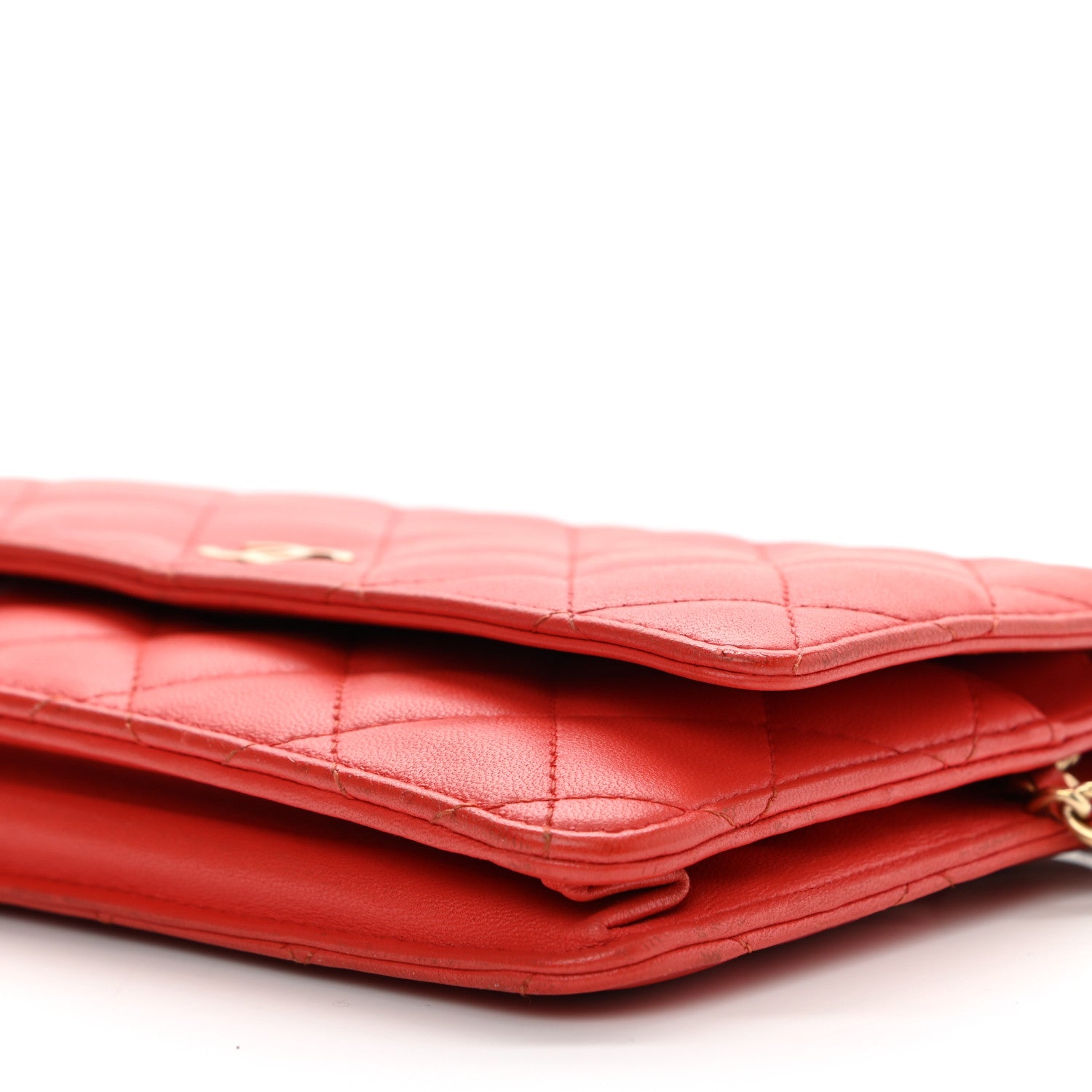 Chanel Lambskin Quilted Wallet On Chain WOC Light Red 11 of 16