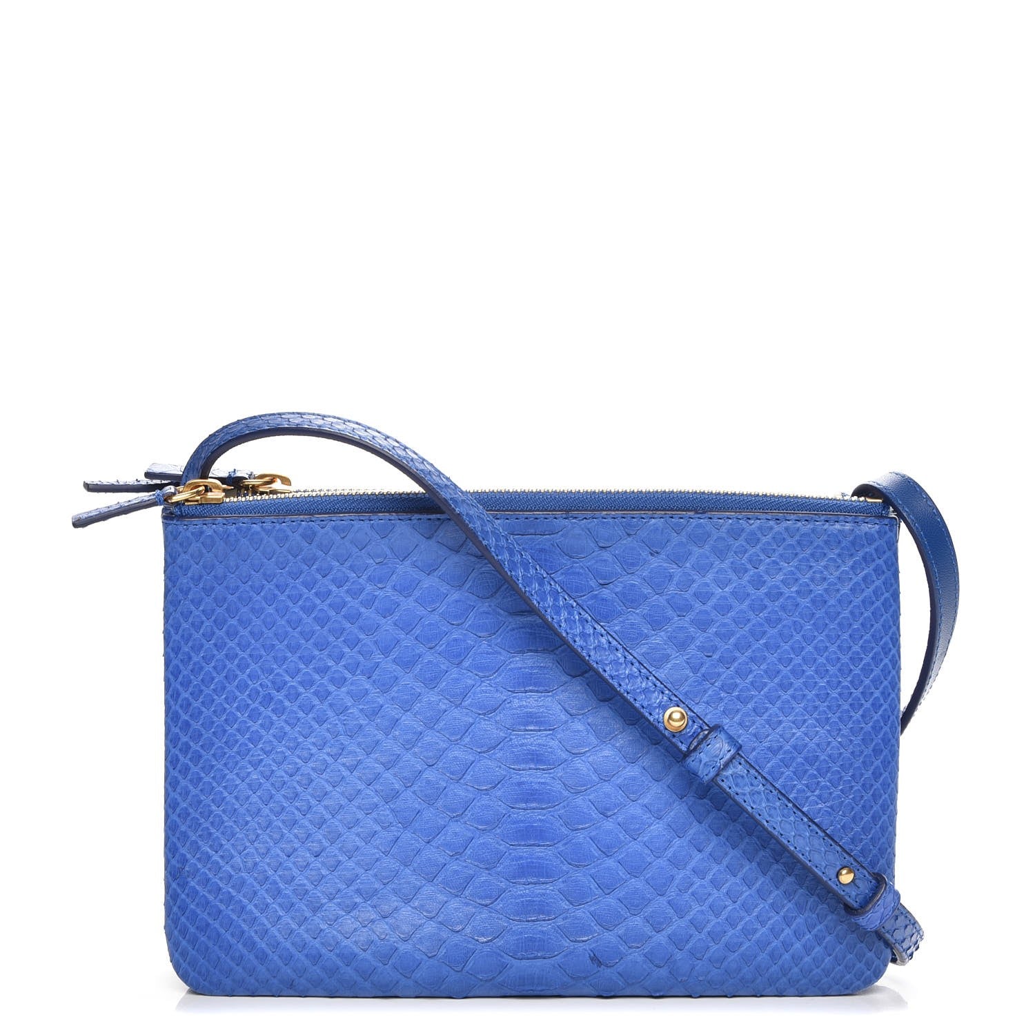 Celine Python Small Trio Crossbody Bag Royal Blue 1 of 9