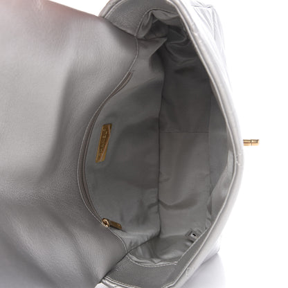 Chanel Metallic Goatskin Quilted Large Chanel 19 Flap Silver 5 of 10