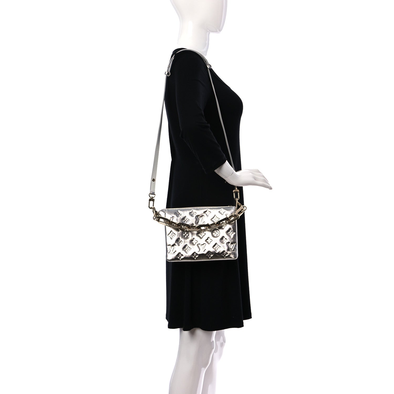 Louis Vuitton Satin Sequin Embroidered Monogram Coussin BB Silver 2 of 10