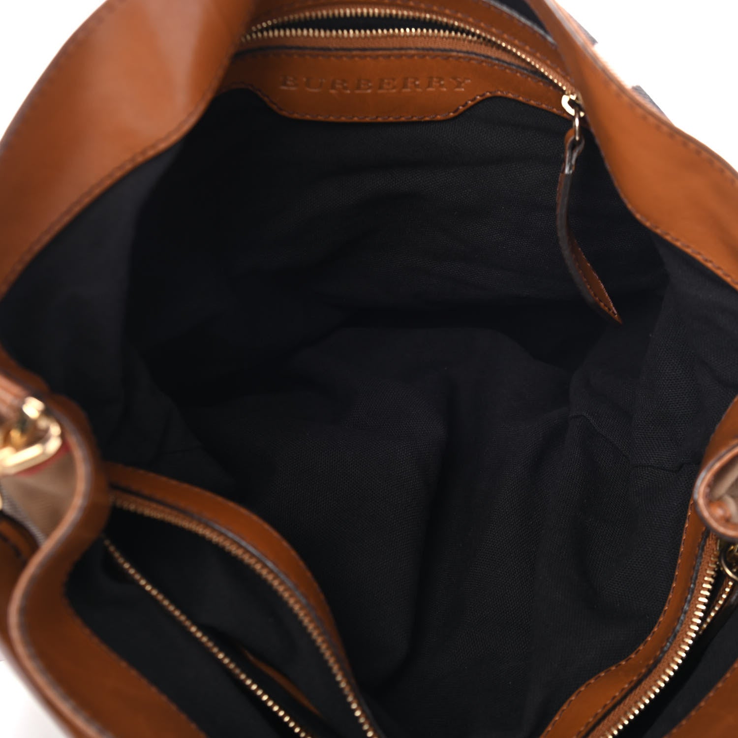 Burberry House Check Bridle Calfskin Medium Gosford Hobo Tan 4 of 4