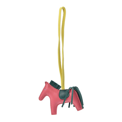 Hermes Milo Lambskin Grigri Rodeo Horse Bag Charm MM Rose Azalee Malachite Lime 1 of 3