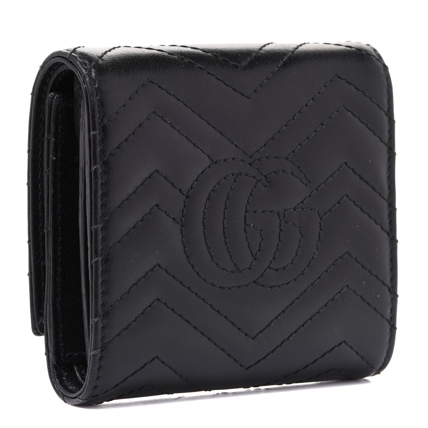 Gucci Calfskin Matelasse GG Marmont Medium Wallet Black 4 of 10
