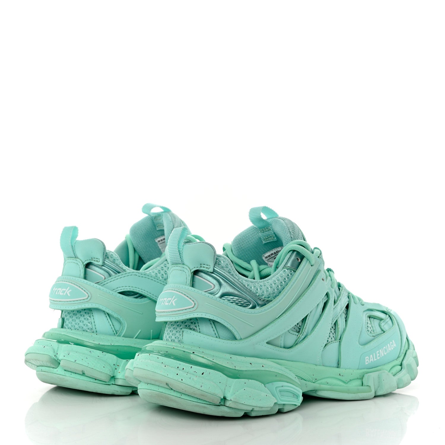 Balenciaga Rubber Mesh Fabric Monocolor Recycled Sole Womens Track Sneakers 38 Mint 4 of 9