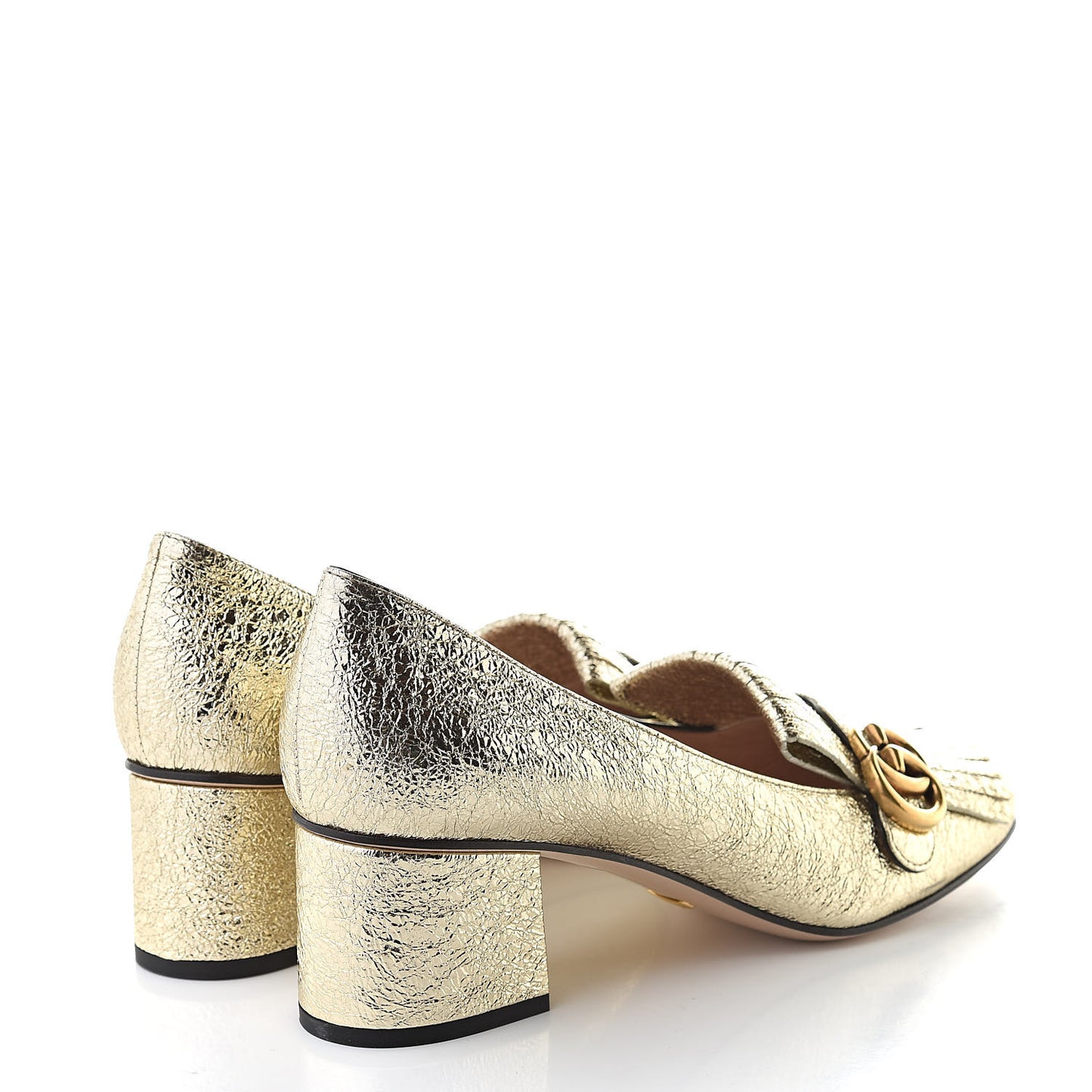 Galassia GG Marmont Fringe 50mm Loafer Pumps 41 Platino