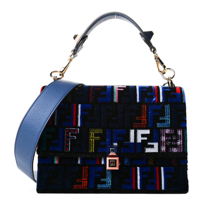 Fendi Velvet Vitello Dolce Fun Fair Kan I Shoulder Bag Blue Multicolor 1 of 5