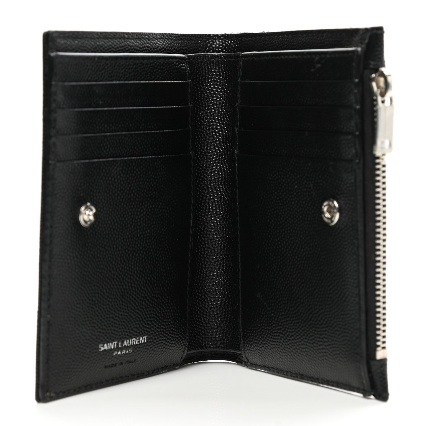 Grain De Poudre Matelasse Chevron Monogram Zipped Two-Part Wallet Black