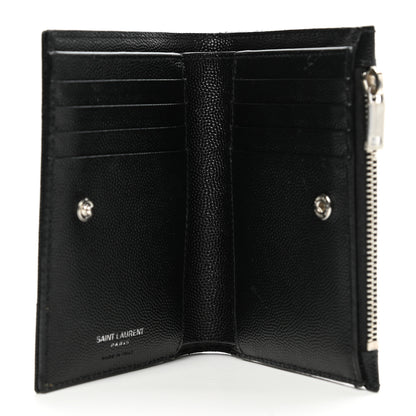 Saint Laurent Grain De Poudre Matelasse Chevron Monogram Zipped Two-Part Wallet Black 5 of 8