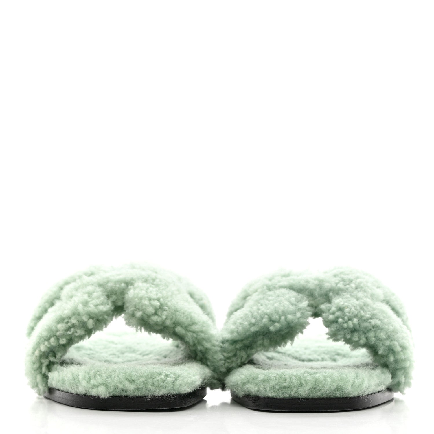Hermes Woolskin Oran Sandals 39 Vert D’Eau 2 of 8