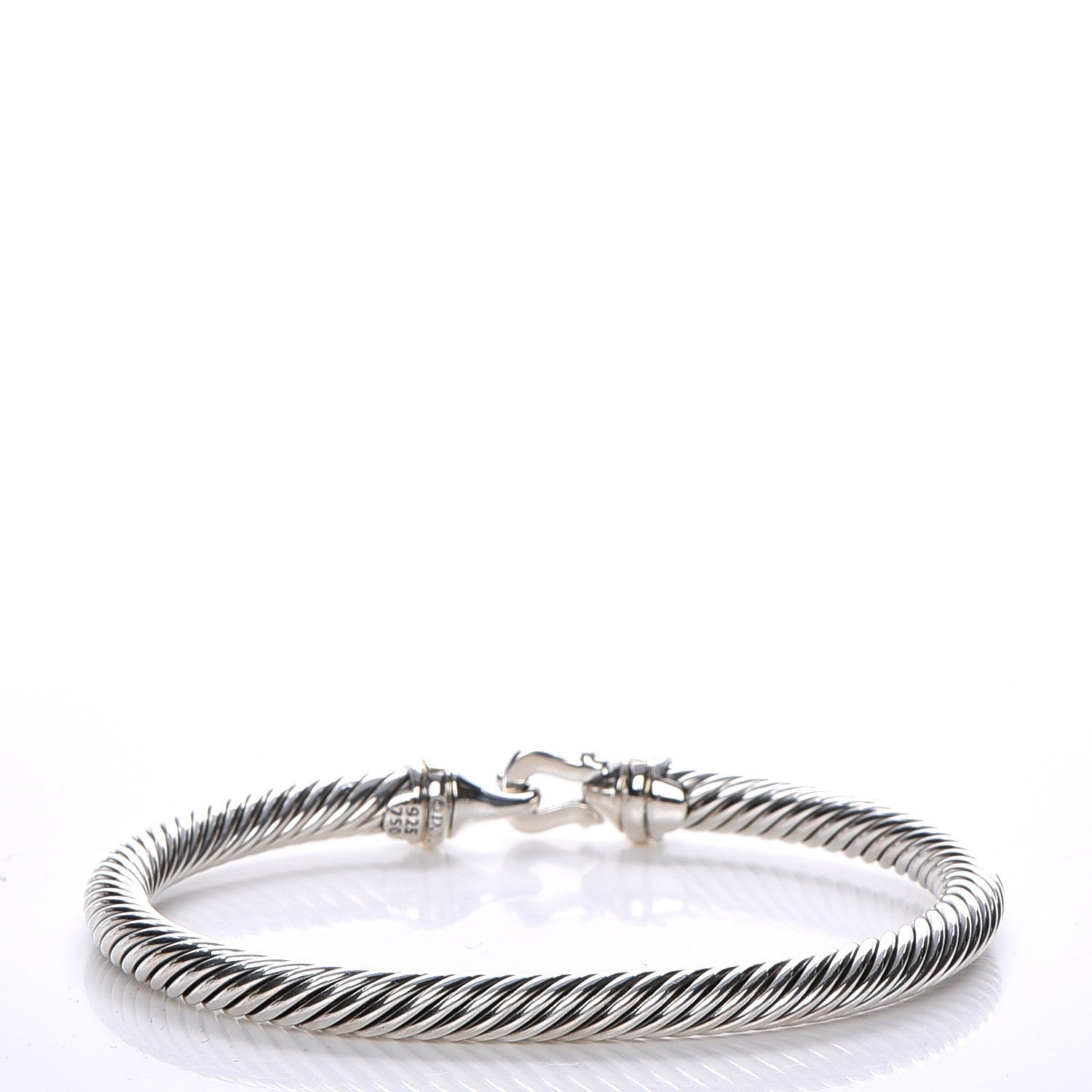 David Yurman Sterling Silver 18K Yellow Gold 5mm Cable Classic Buckle Bracelet 3 of 5