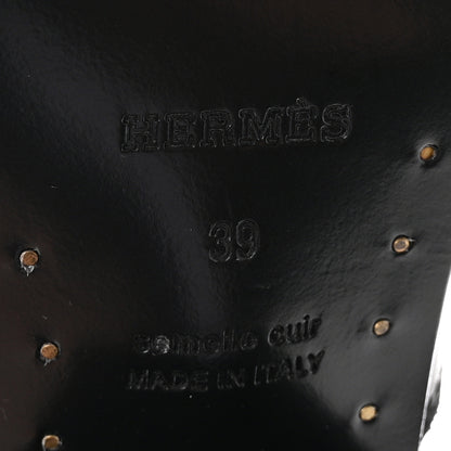 Hermes Calfskin Folk 35 Boots 39 Black 7 of 9