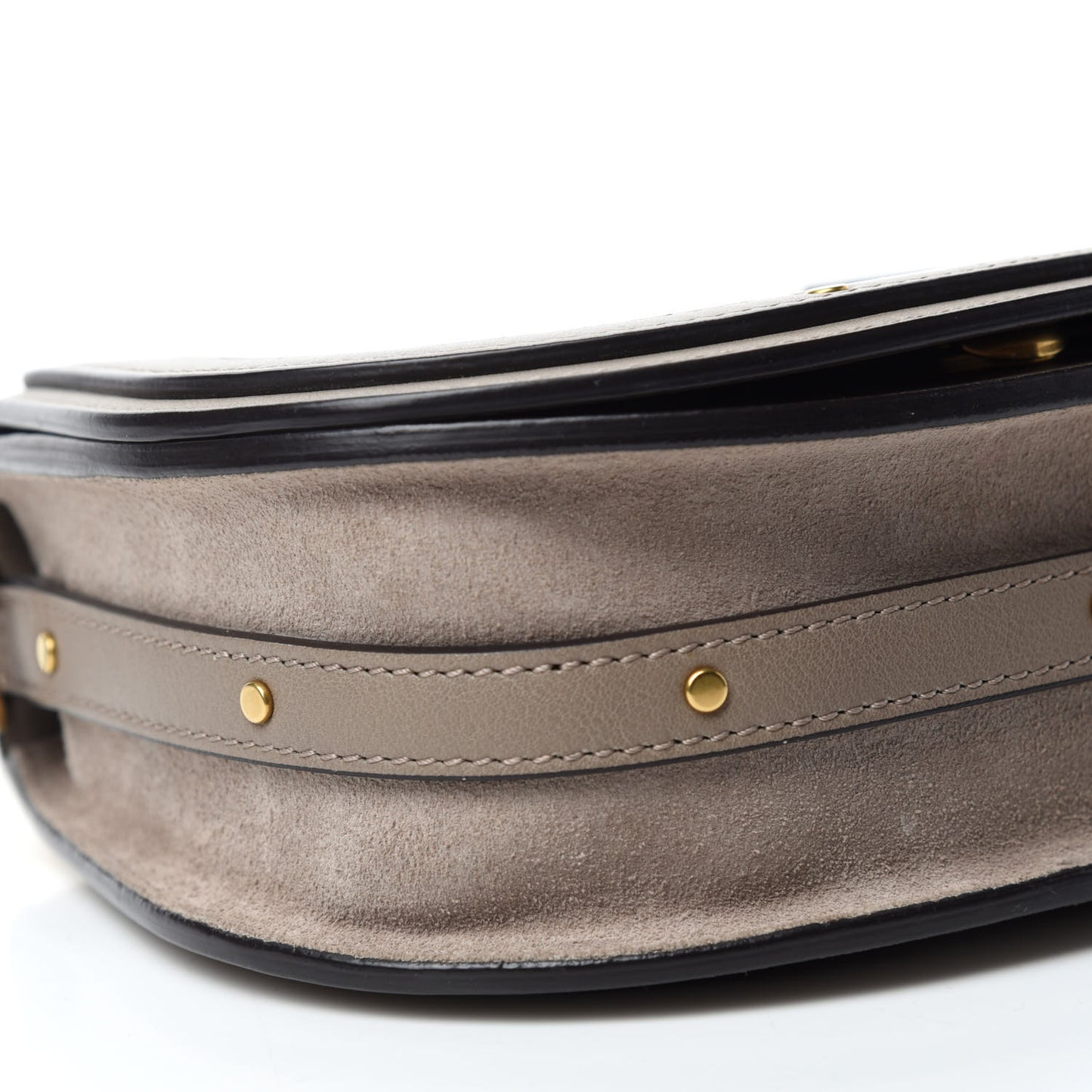 Calfskin Suede Small Nile Bracelet Bag Motty Grey