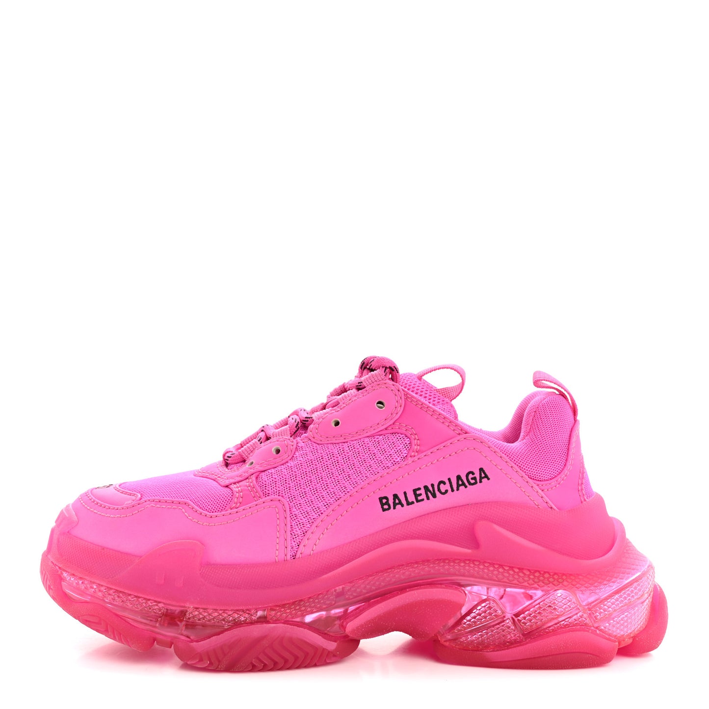Fabric Mesh Clear Sole Fluo Womens Triple S Sneakers 37 Pink