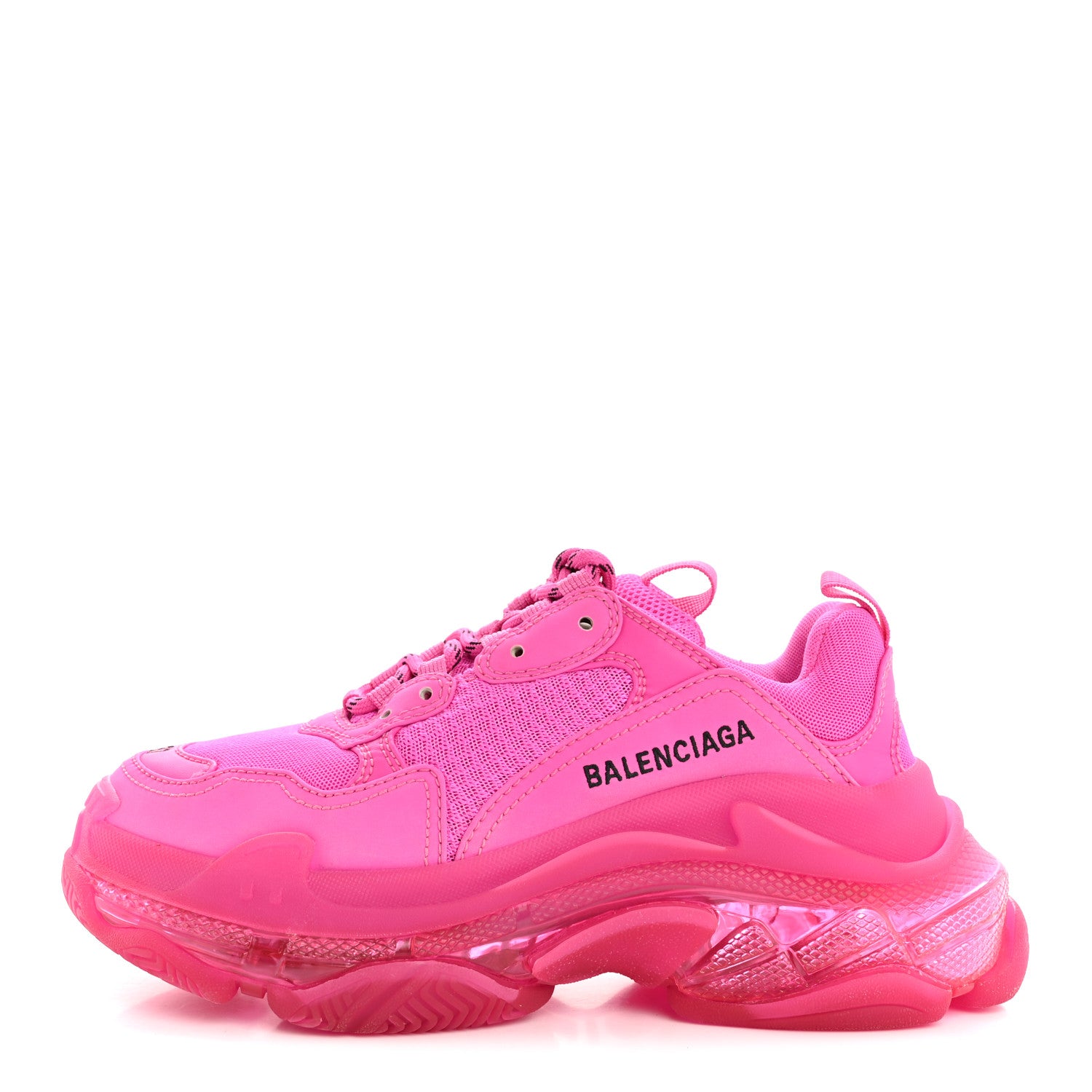 Balenciaga Fabric Mesh Clear Sole Fluo Womens Triple S Sneakers 37 Pink 1 of 11