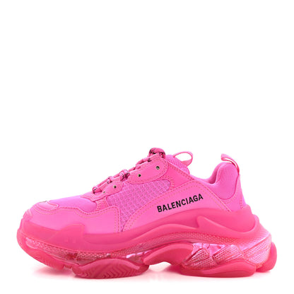 Balenciaga Fabric Mesh Clear Sole Fluo Womens Triple S Sneakers 37 Pink 1 of 11