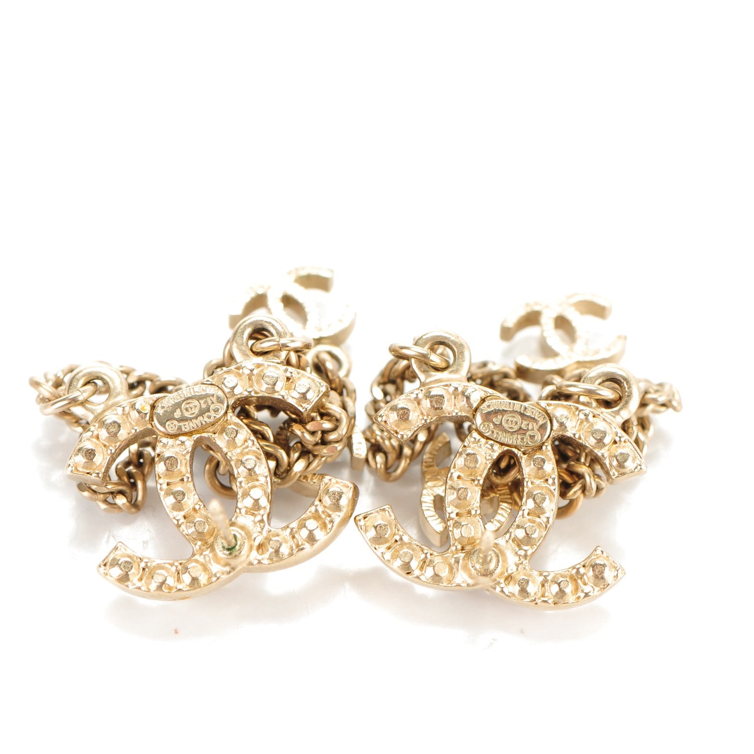 Chanel Pearl Beaded CC Chain Earrings Gold 3 of 4