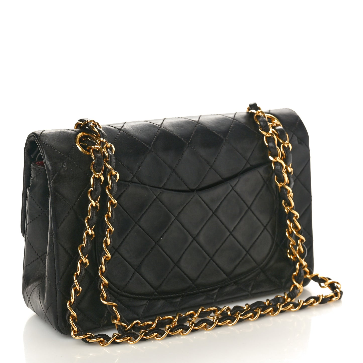 Lambskin Quilted Small Double Flap Black
