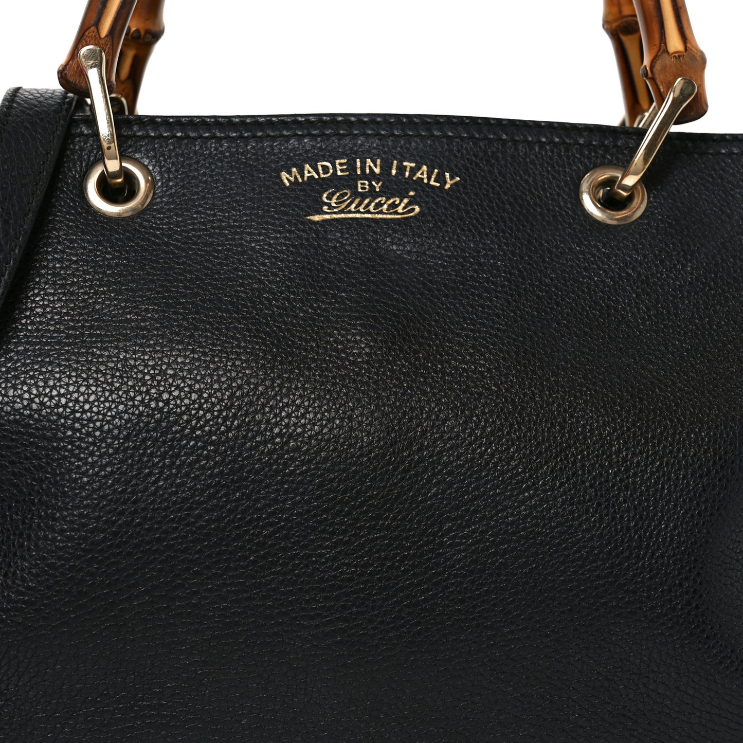 Pebbled Calfskin Medium Bamboo Shopper Tote Black